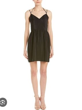 Amanda Uprichard Silk Whenever A Line Mini Dress Size Large Black Graduation